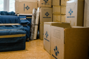 boxes carefully packed awaiting transport by storage services in Massachusetts