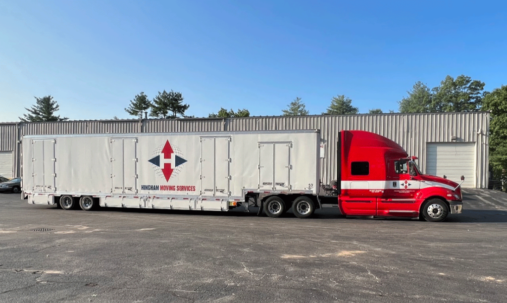 full length view of a long distance moving truck used by hingham moving services