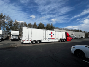 full length view of a moving truck used by hingham moving services for international moving