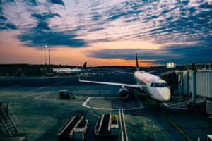 Airplane on tarmac for commercial move