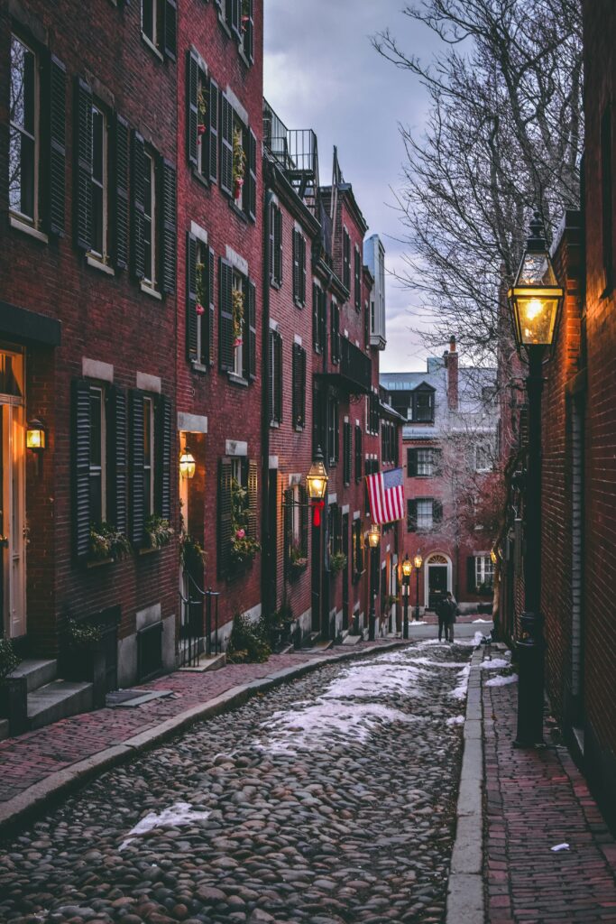 acorn street boston at christmas